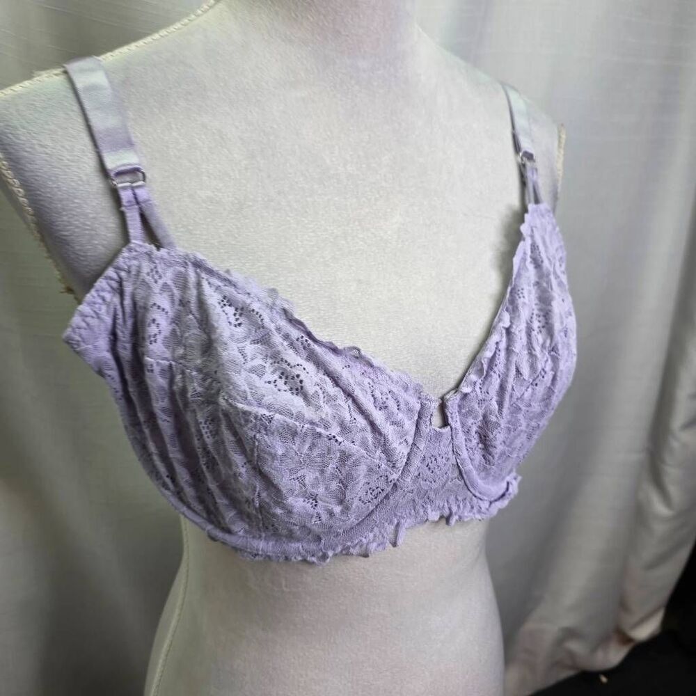 Auden Purple Lace Unlined Underwire Balconette Bra Size 38DD - Picture 3 of 6